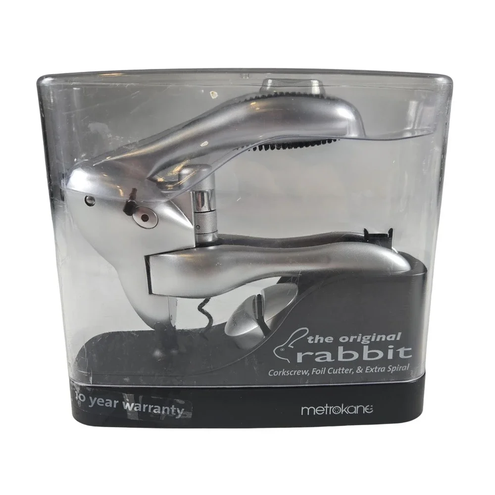 Metrokane Original Rabbit Lever Corkscrew‎ Wine Opener Set Foil Cutter Silver